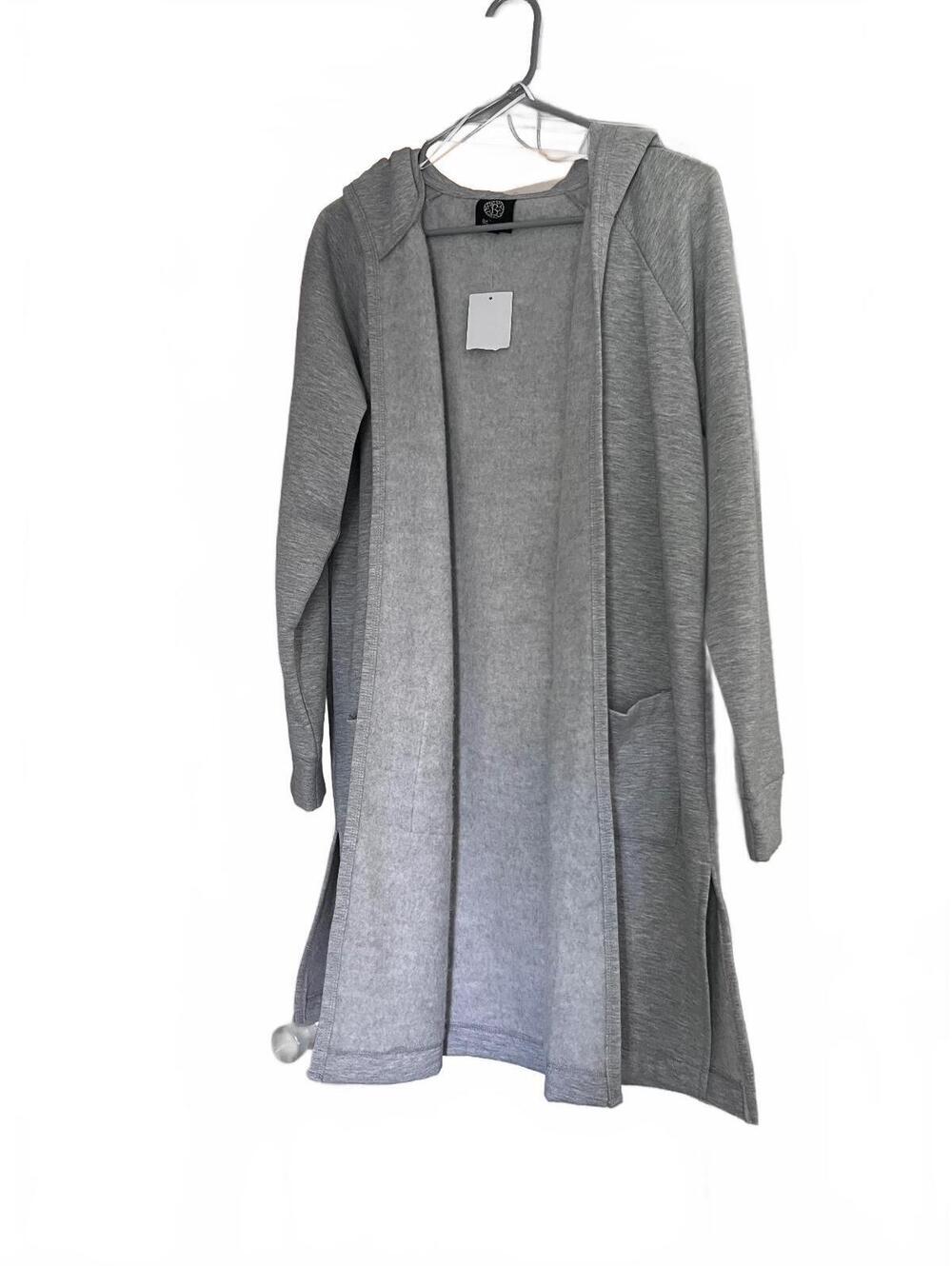 Bobeau Women's Long Gray Hooded Cardigan Hoodie Medium